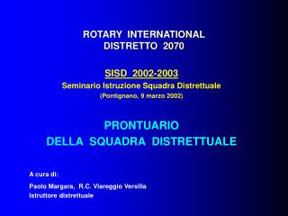 ROTARY INTERNATIONAL DISTRETTO 2070