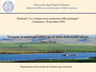 Università degli Studi di Palermo Dottorato di Ricerca in Economia e Politica Agraria