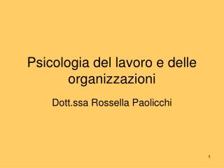 Psicologia del lavoro e delle organizzazioni