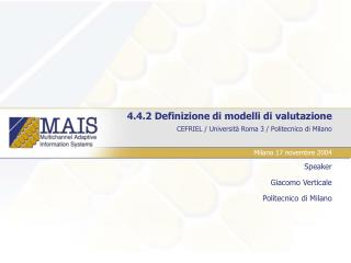 4.4.2 Definizione di modelli di valutazione