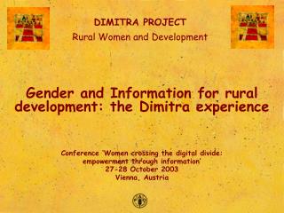 Gender and Information for rural development: the Dimitra experience
