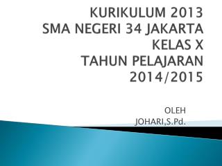 KURIKULUM 2013 SMA NEGERI 34 JAKARTA KELAS X TAHUN PELAJARAN 2014/2015