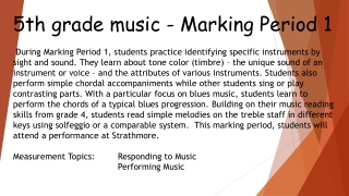 5th grade music - Marking Period 1