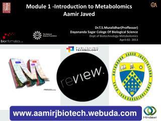 Module 1 -Introduction to Metabolomics Aamir Javed