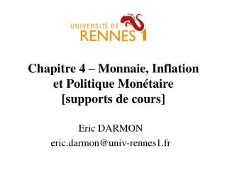 Chapitre 4 – Monnaie, Inflation et Politique Monétaire [supports de cours]