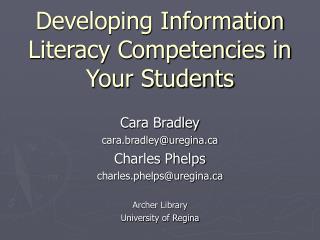Developing Information Literacy Competencies in Your Students
