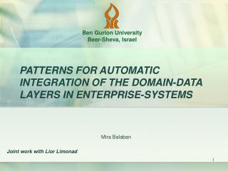 PATTERNS FOR AUTOMATIC INTEGRATION OF THE DOMAIN-DATA LAYERS IN ENTERPRISE-SYSTEMS