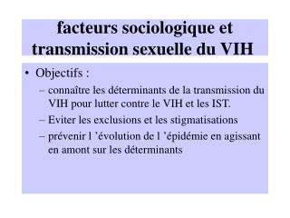 facteurs sociologique et transmission sexuelle du VIH 