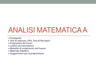 Analisi Matematica A
