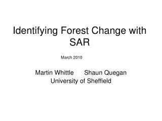 Identifying Forest Change with SAR