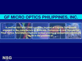 GF MICRO OPTICS PHILIPPINES, INC.