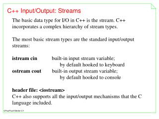 C++ Input/Output: Streams