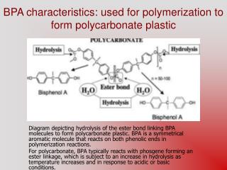 BPA characteristics: used for polymerization to form polycarbonate plastic