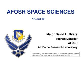 AFOSR SPACE SCIENCES 15 Jul 05