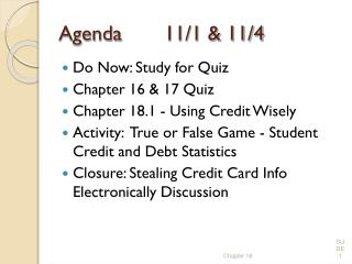 Agenda		11/1 &amp; 11/4