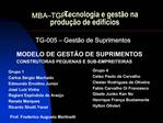 MBA TGP Tecnologia e gest o na produ o de edif cios