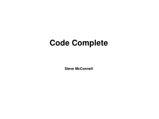 Code Complete Steve McConnell