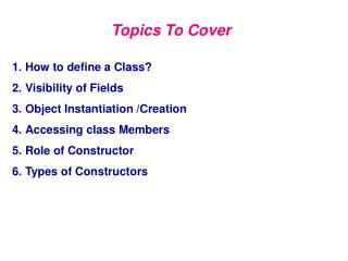 Topics To Cover
