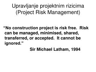 Upravljanje projektnim rizicima (Project Risk Management)