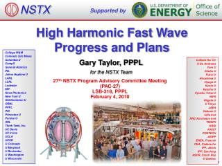 High Harmonic Fast Wave Progress and Plans