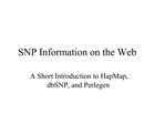 SNP Information on the Web