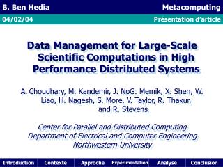 Data Management for Large-Scale Scientific Computations in High Performance Distributed Systems