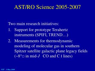 AST/RO Science 2005-2007