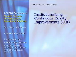 Institutionalizing Continuous Quality Improvements (CQI)