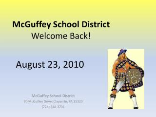 McGuffey School District Welcome Back!