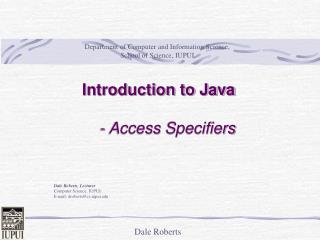 Introduction to Java - Access Specifiers