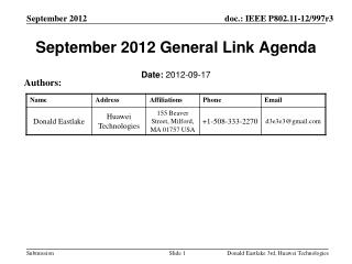 September 2012 General Link Agenda