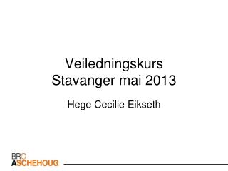 Veiledningskurs Stavanger mai 2013