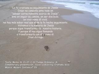 Texto: Mateo 16, 21-27 // 22 Tiempo Ordinario –A-.