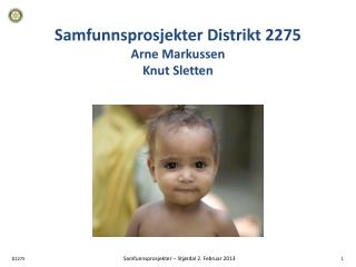 Samfunnsprosjekter Distrikt 2275 Arne Markussen Knut Sletten