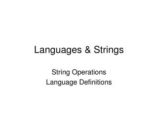 Languages &amp; Strings