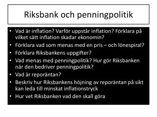 Riksbank och penningpolitik