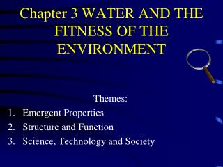 Chapter 3 WATER AND THE FITNESS OF THE ENVIRONMENT