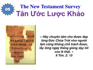 The New Testament Survey Tân Ước Lược Khảo