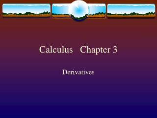 Calculus Chapter 3