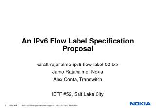 An IPv6 Flow Label Specification Proposal
