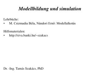 Modellbildung und simulation