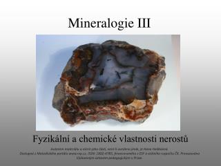 Mineralogie III