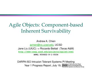 Agile Objects: Component-based Inherent Survivability