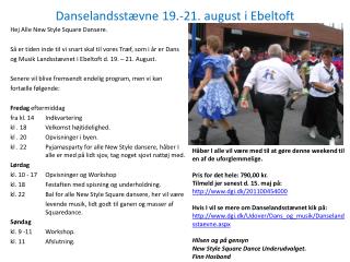 Danselandsstævne 19.-21. august i Ebeltoft