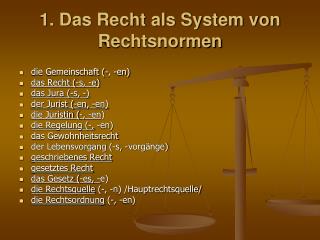 1. Das Recht als System von Rechtsnormen