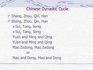 Chinese Dynastic Cycle