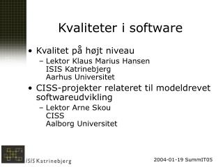 Kvaliteter i software