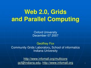Web 2.0, Grids and Parallel Computing