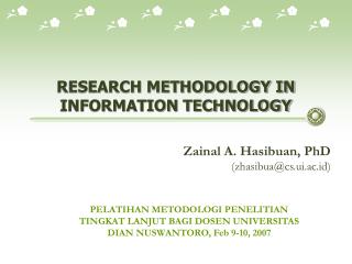RESEARCH METHODOLOGY IN INFORMATION TECHNOLOGY
