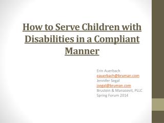 How to Serve Children with Disabilities in a Compliant Manner